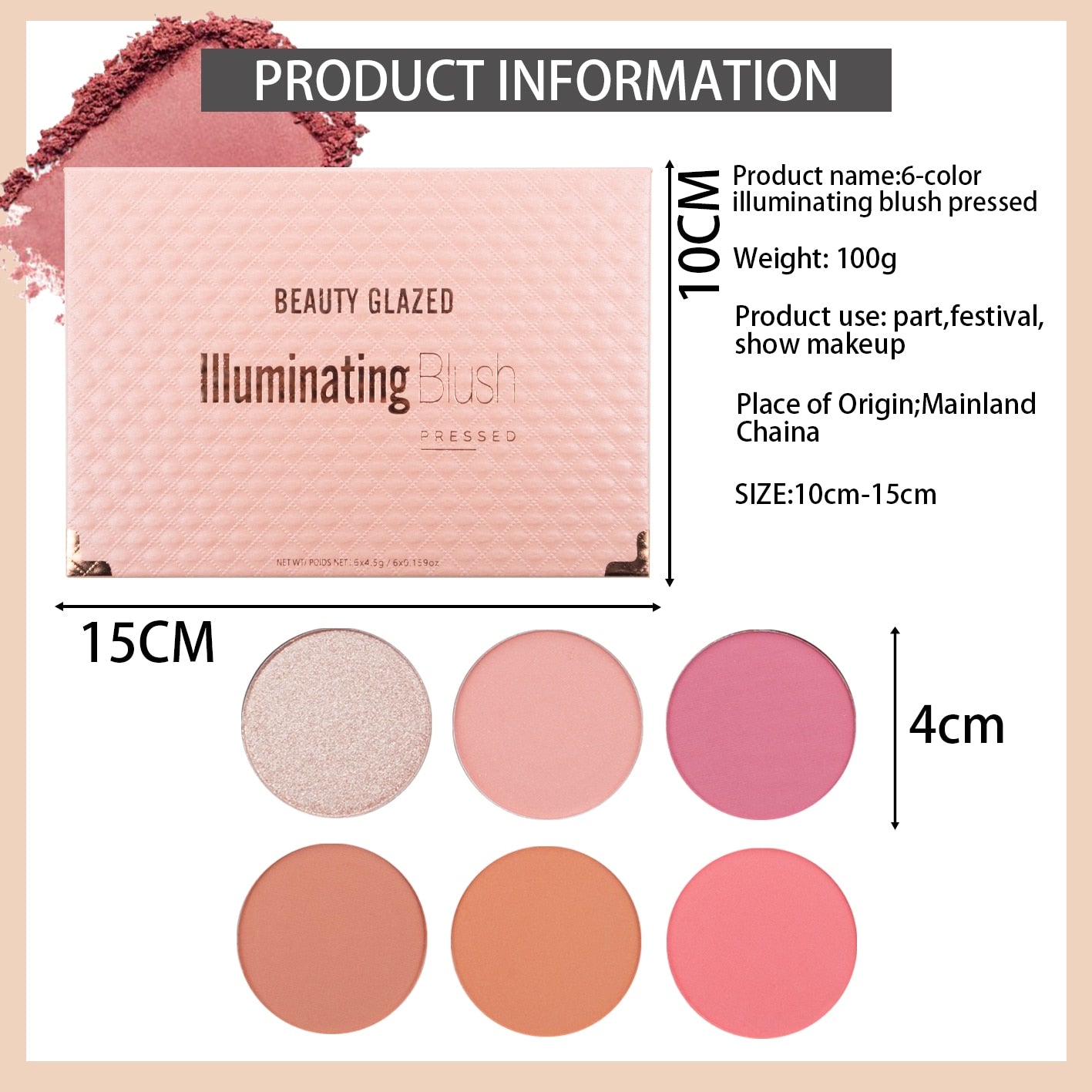 6-Color Peach Blush Palette