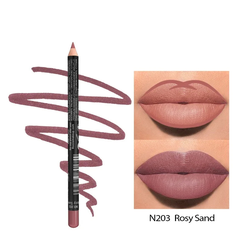 14 Color Nude Matte Lipstick Pencil Long-lasting Waterproof Lip Pencil High Pigmented Lip Liner Lip Makeup Tool