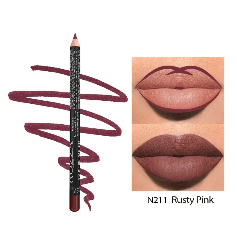 14 Color Nude Matte Lipstick Pencil Long-lasting Waterproof Lip Pencil High Pigmented Lip Liner Lip Makeup Tool