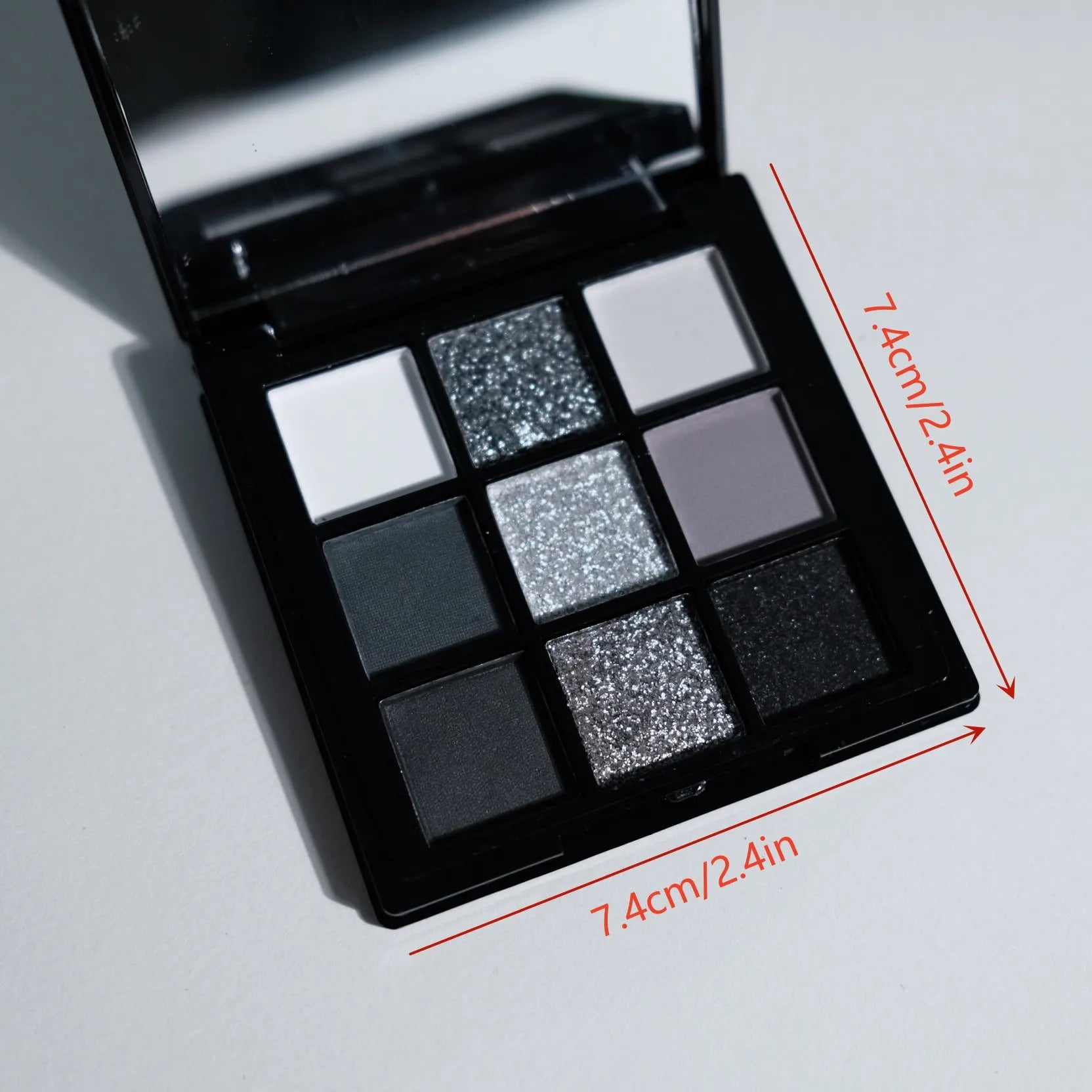 9 Colors Eye shadow Palette, Dark Black Grey Silvery Color Shimmer Matte Finish Smokey Style Stage Party Performance Makeup