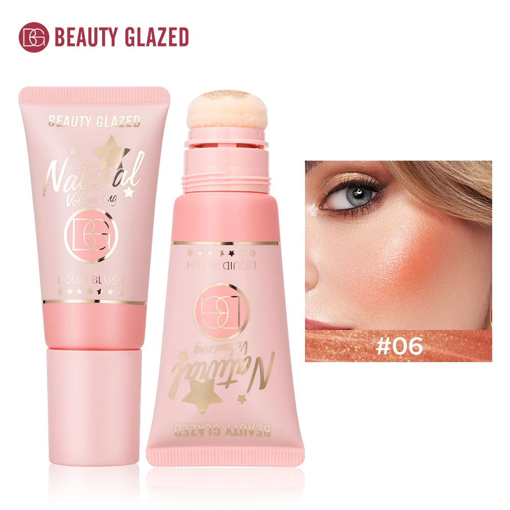 Beauty Glazed 6-Color Liquid Blush Collection: Shimmer & Velvet Matte, Long-Lasting, Waterproof for All Skin Tones