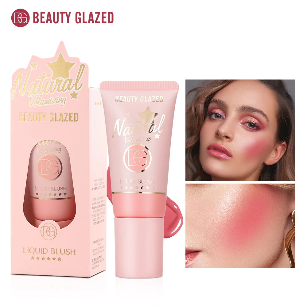 Beauty Glazed 6-Color Liquid Blush Collection: Shimmer & Velvet Matte, Long-Lasting, Waterproof for All Skin Tones