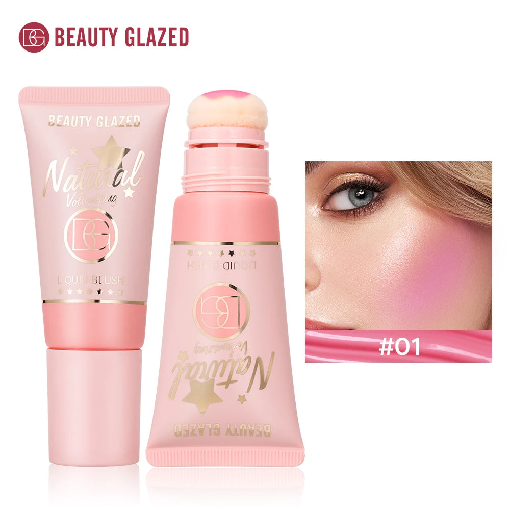 Beauty Glazed 6-Color Liquid Blush Collection: Shimmer & Velvet Matte, Long-Lasting, Waterproof for All Skin Tones