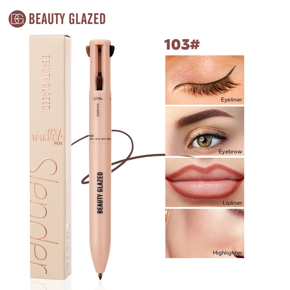 Beauty Glazed Multifunctional Makeup Pencil Eyebrow Pencil Eyeliner Lip Liner Highlighter 4 In 1 Makeup Ballpen Matte Finish