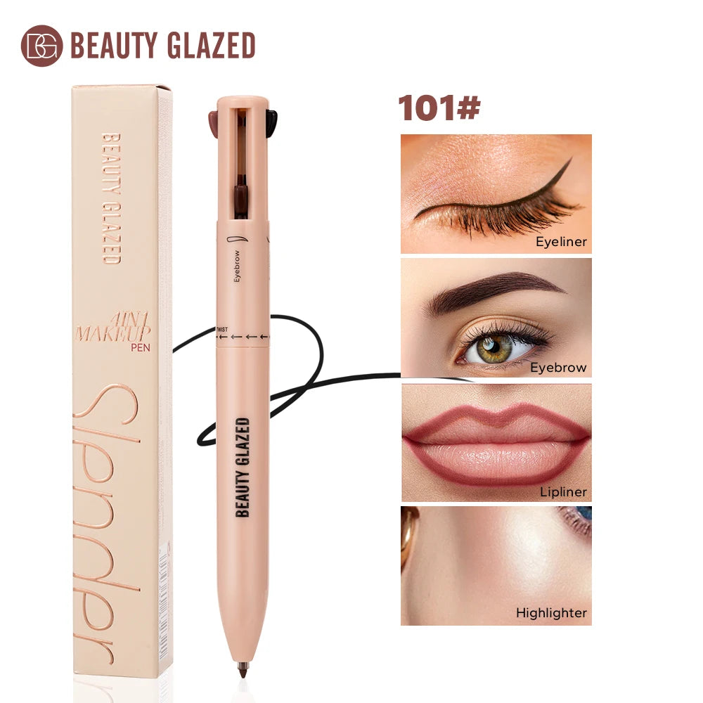 Beauty Glazed Multifunctional Makeup Pencil Eyebrow Pencil Eyeliner Lip Liner Highlighter 4 In 1 Makeup Ballpen Matte Finish