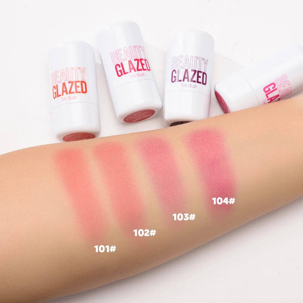 Beauty Glazed Water Jelly Tint Stick Lip&Cheek Blush Stain Rotatable 4 Colors Blusher Stick Easy Rouge Coloring Moisturizing Pen