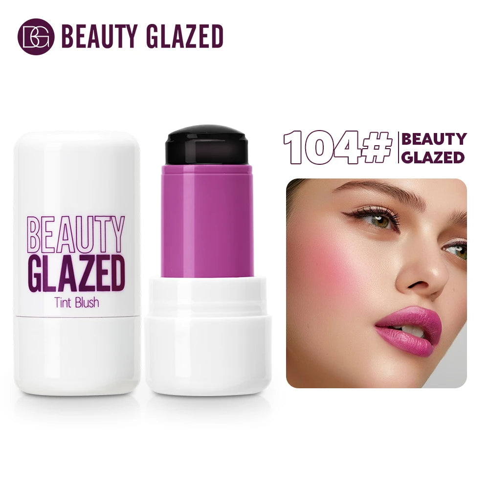 Beauty Glazed Water Jelly Tint Stick Lip&Cheek Blush Stain Rotatable 4 Colors Blusher Stick Easy Rouge Coloring Moisturizing Pen