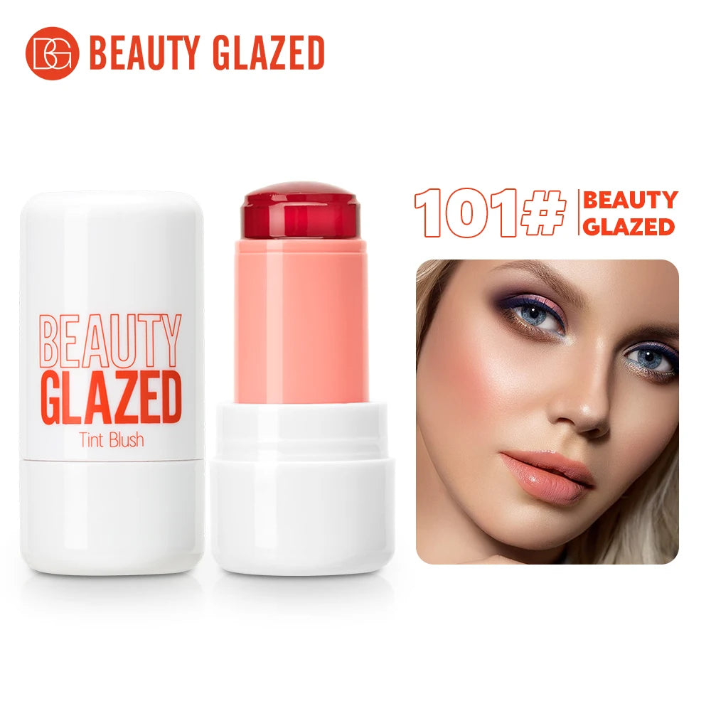 Beauty Glazed Water Jelly Tint Stick Lip&Cheek Blush Stain Rotatable 4 Colors Blusher Stick Easy Rouge Coloring Moisturizing Pen