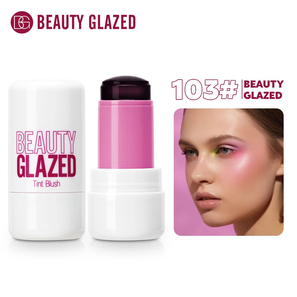 Beauty Glazed Water Jelly Tint Stick Lip&Cheek Blush Stain Rotatable 4 Colors Blusher Stick Easy Rouge Coloring Moisturizing Pen