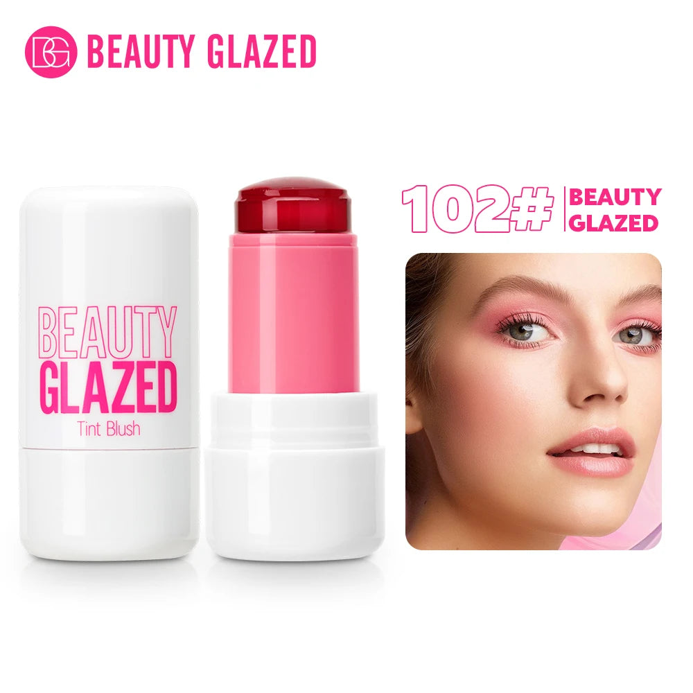 Beauty Glazed Water Jelly Tint Stick Lip&Cheek Blush Stain Rotatable 4 Colors Blusher Stick Easy Rouge Coloring Moisturizing Pen