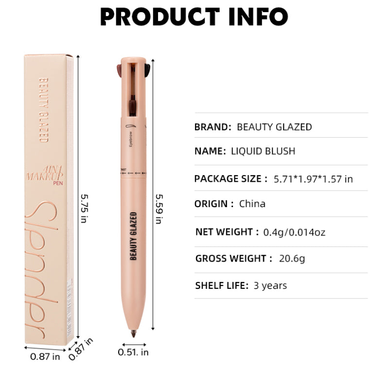 Beauty Glazed Multifunctional Makeup Pencil Eyebrow Pencil Eyeliner Lip Liner Highlighter 4 In 1 Makeup Ballpen Matte Finish