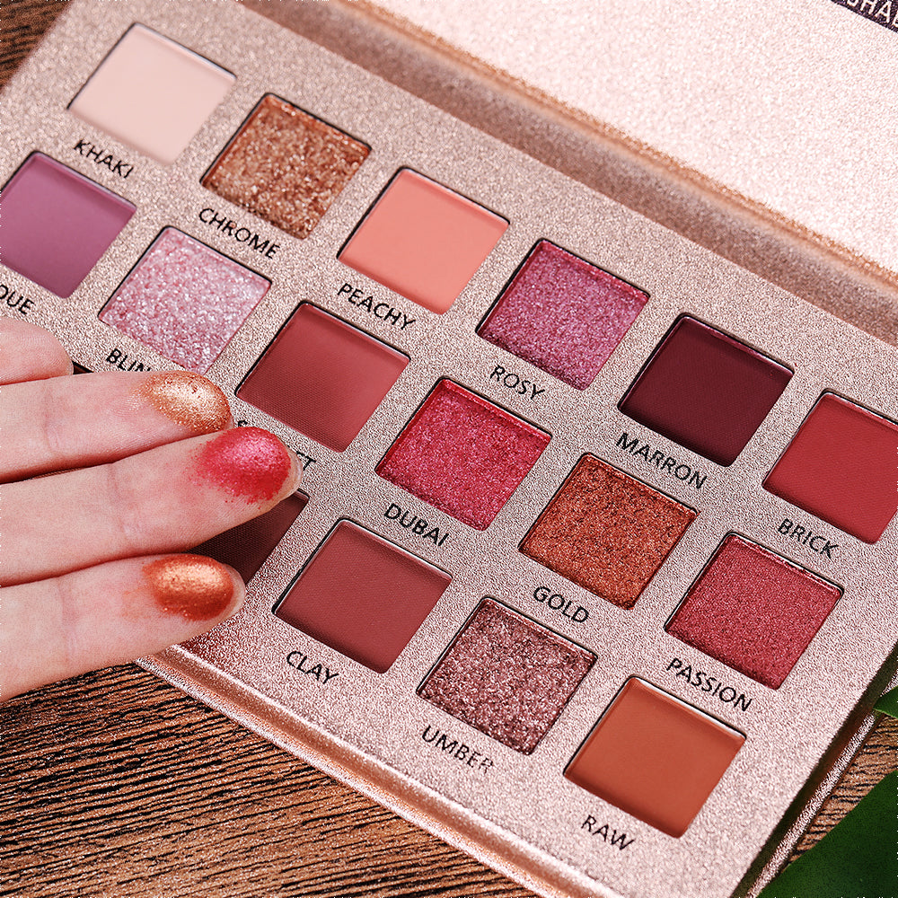 Beauty Glazed Lidschatten-Palette 16 Farben - Matt & Perlglanz, Hochpigmentiert, Wasserfest, #02